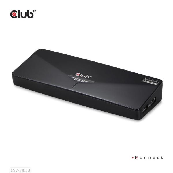 Club3D Dokovací stanice USB-A 8v1,  1xDP,  1xHDMI,  1xDVI-D,  3xUSB,  1xRJ45,  1x3.5mm,  černá6