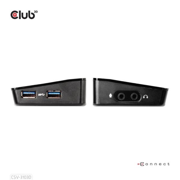 Club3D Dokovací stanice USB-A 8v1,  1xDP,  1xHDMI,  1xDVI-D,  3xUSB,  1xRJ45,  1x3.5mm,  černá8