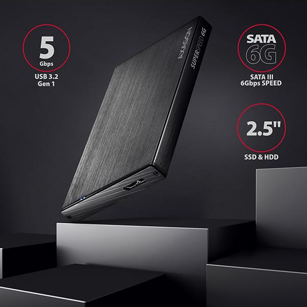 AXAGON EE25-XA6,  USB 5Gbps - SATA 6G,  2.5" kovový ALINE box1