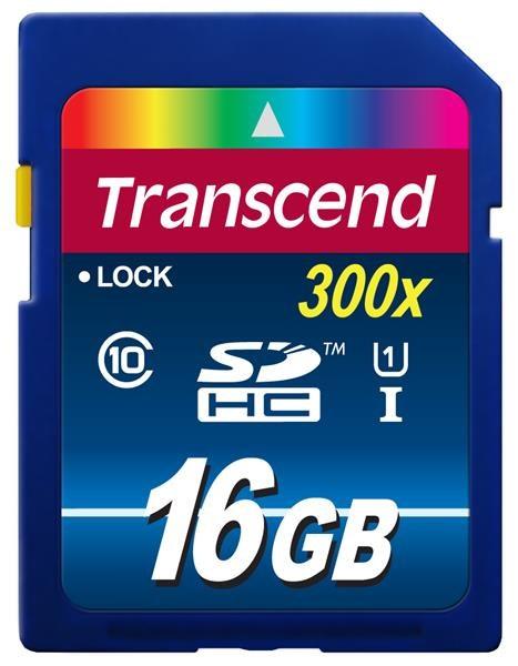 TRANSCEND SDHC Premium 16GB,  Class 10 UHS-I,  300X (45MB/ s)