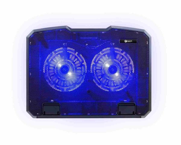 Chladiaca podložka C-TECH pre CLP-140,  15, 6",  2x 140 mm,  2x USB,  modré podsvietenie3