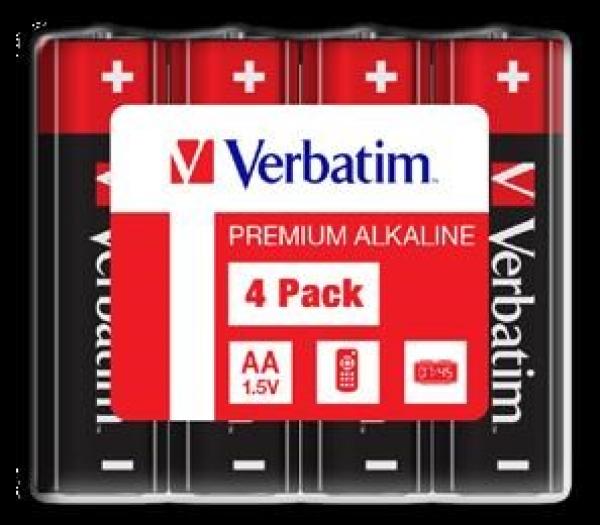 VERBATIM Alkalické baterie AA,  4 Pack - Shrink
