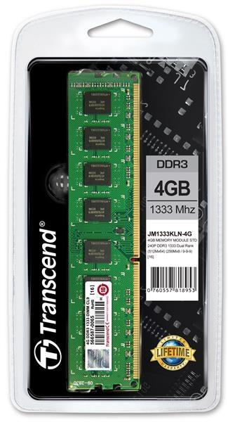 TRANSCEND JetRam™ DDR3 4GB 1333MHz DIMM,  256Mx8 CL90