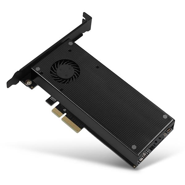 AXAGON PCEM2-DC,  PCIe x4 - M.2 NVMe M-key + SATA B-key slot adaptér,  chladič,  LP