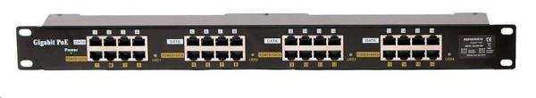 POE injektor aktivní/ pasivní - 16x 1 Gb/ s,  stíněný panel,  802.3af/ at
