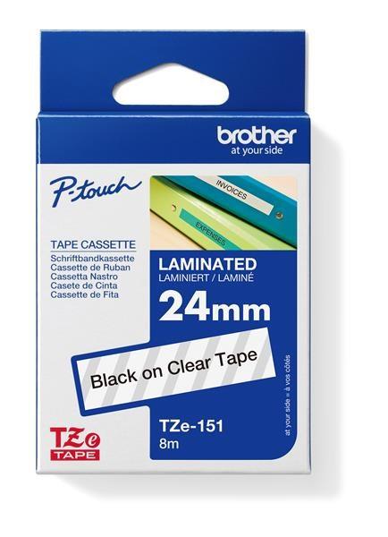 BROTHER TZE151 - TZ kazeta 24 mm široká,  laminovaná TZE-151,  priesvitné/ čierne písmo