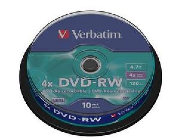 VERBATIM DVD-RW(10-pack)Spindle/ 4x/ 4.7GB1