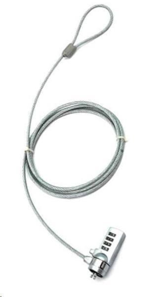PREMIUMCORD Bezpečnostný zámok pre NTB 1, 8 m Kensington Lock (4-miestny kód,  oceľové lanko)