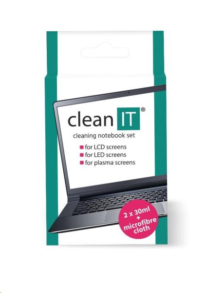 CLEAN IT Čistiaci roztok na notebooky s utierkou,  2x30 ml