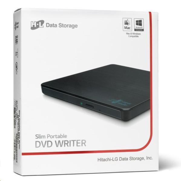 HITACHI LG - externá mechanika DVD-W/ CD-RW/ DVD±R/ ±RW/ RAM GP60NB60,  Slim,  čierna,  box+SW3