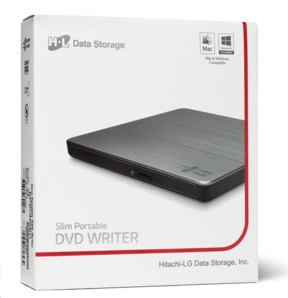 HITACHI LG - externá mechanika DVD-W/ CD-RW/ DVD±R/ ±RW/ RAM GP60NS60,  Slim,  Silver,  box+SW1