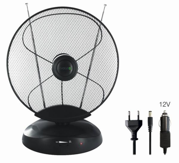 EVOLVEO Xany 4, 230/ 12V, aktívna izbová anténa FM/ DAB+/ DVB-T2, filter LTE, 4G, 5G