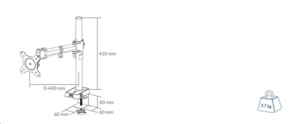 Držiak stola ARCTIC Z1 (Gen.3) pre 1x LCD do 43",  nosnosť 15 kg,  USB HUB,  čierny14