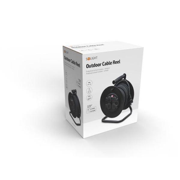 Solight prodlužovací přívod na bubnu,  4 zásuvky,  venkovní,  50m gumový kabel,  3x 1, 5mm2,  IP445