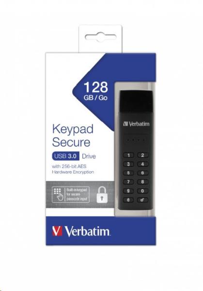 VERBATIM USB 3.0 Disk 128 GB - Zabezpečená klávesnica (R:160/ W:150 MB/ s) GDPR2