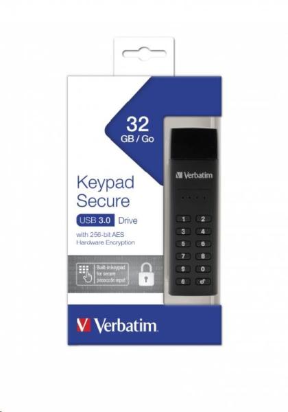 VERBATIM USB 3.0 Disk 32 GB - Zabezpečená klávesnica (R:160/ W:130 MB/ s) GDPR2