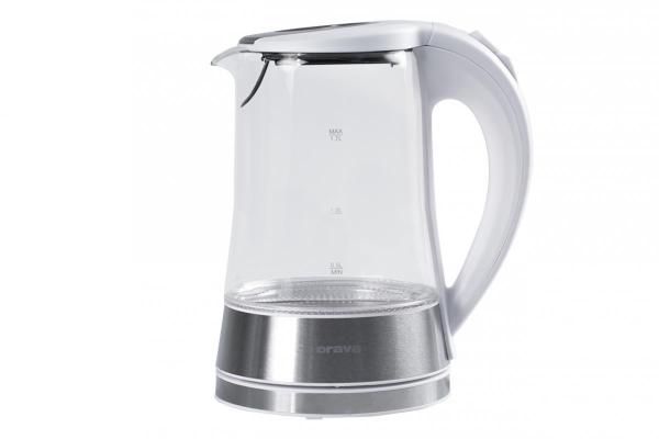 Orava VK-4017 W rychlovarná konvice,  2200 W,  1.7 l,  skleněná,  LED podsvícení,  automatické vypnutí,  bílá