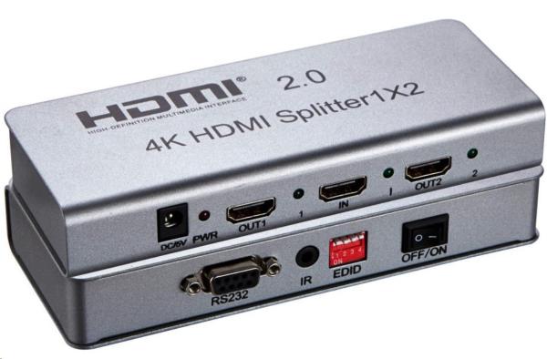 PremiumCord HDMI 2.0 rozdeľovač 1-2 porty,  4K x 2K/ 60Hz,  FULL HD,  3D