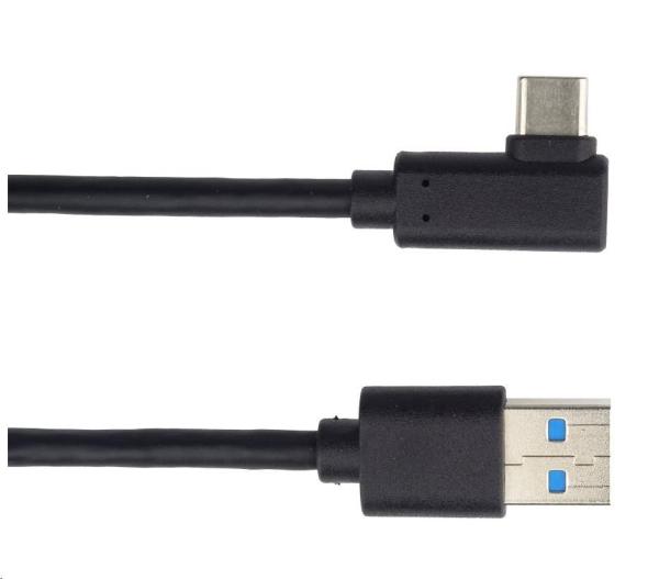 PREMIUMCORD Kábel USB typ C/ M so zahnutým konektorom 90° - USB 3.0 A/ M,  3m