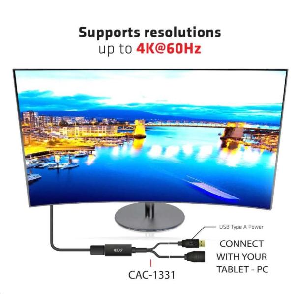 Club3D Aktívny adaptér HDMI na DisplayPort 4K60Hz,  M/ F3