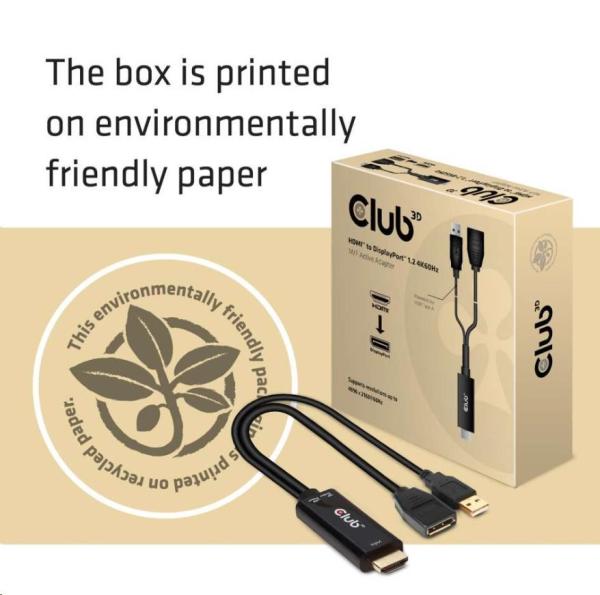 Club3D Aktívny adaptér HDMI na DisplayPort 4K60Hz,  M/ F5