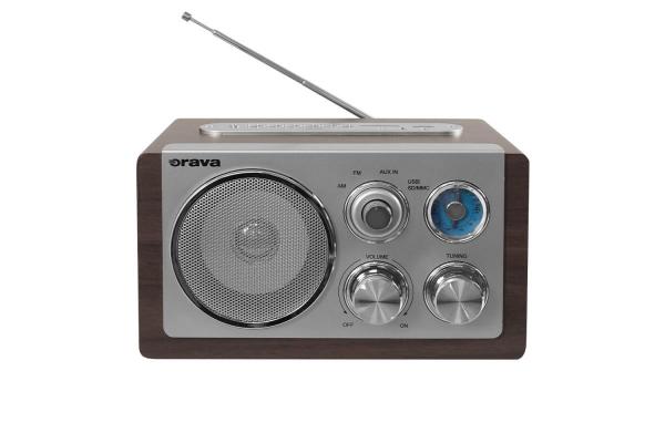 Orava RR-29 A rádio,  1 x 3, 5W,  AM /  FM rádio,  USB,  AUX vstup,  SD karta,  hnědá /  stříbrná