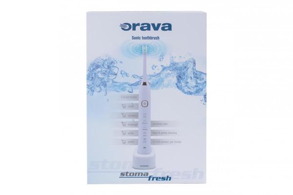 Orava Stomafresh sonický zubní kartáček,  5 režimů,  cestovní pouzdro,  časovač,  bílá2