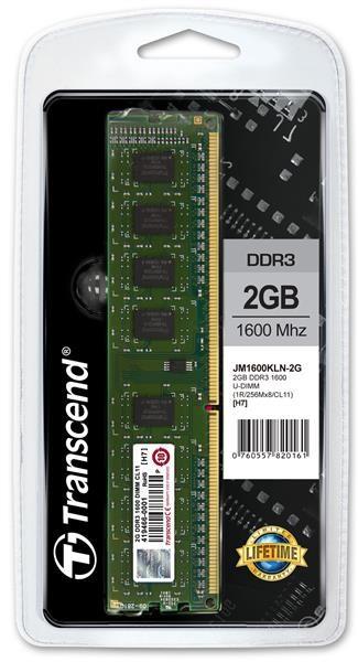 TRANSCEND JetRam™ DDR3 2GB 1600MHz DIMM,  256Mx8 CL111