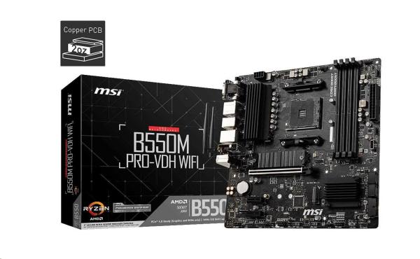 MSI MB Sc AM4 B550M PRO-VDH WIFI,  AMD B550,  4xDDR4,  VGA,  mATX