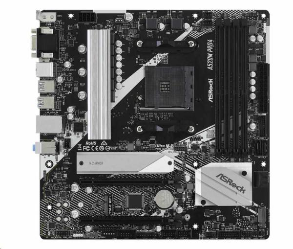 ASRock MB Sc AM4 A520M PRO4,  AMD A520,  4xDDR4,  HDMI,  DP