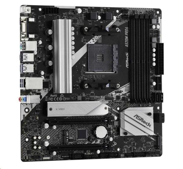 ASRock MB Sc AM4 A520M PRO4,  AMD A520,  4xDDR4,  HDMI,  DP0