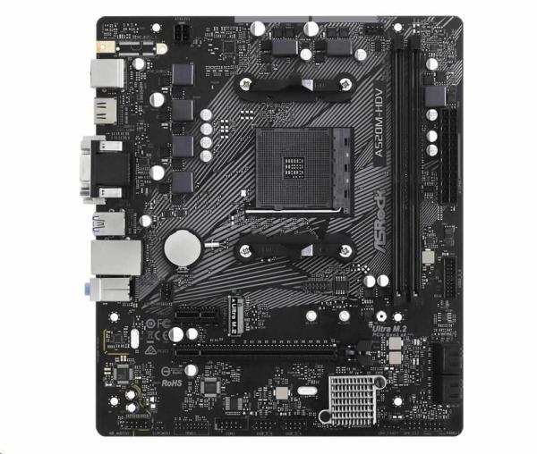 ASRock MB Sc AM4 A520M-HDV,  AMD A520M,  2xDDR4,  HDMI,  DVI
