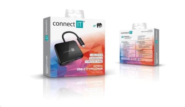 Rozbočovač CONNECT IT USB-C,  3v1 (USB-C, USB-A, HDMI),  externý,  čierny1