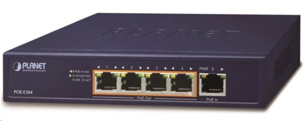 Planet POE-E304 PoE extender,  1xPoE-in,  4xPoE-out 65W,  802.3bt/ at/ af,  Gigabit