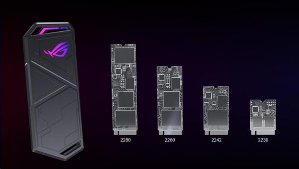 ASUS ROG STRIX ARION LITE SSD NVME AURA case,  USB-C 3.2,  M.2 NVMe SSD kovový box,  délka 30-80 mm,  AURA RGB4