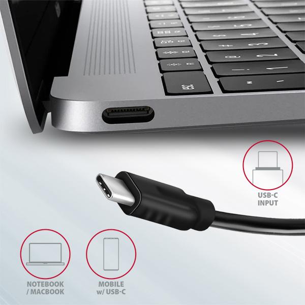 AXAGON HMC-5G2,  USB 10Gbps hub,  porty 2x USB-A,  2x USB-C,  HDMI 4k/ 60,  PD 100W,  kábel USB-C 13cm5