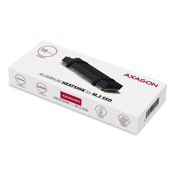 AXAGON CLR-M2L10,  hliníkový pasívny chladič pre M.2 2280 SSD,  výška 10 mm6