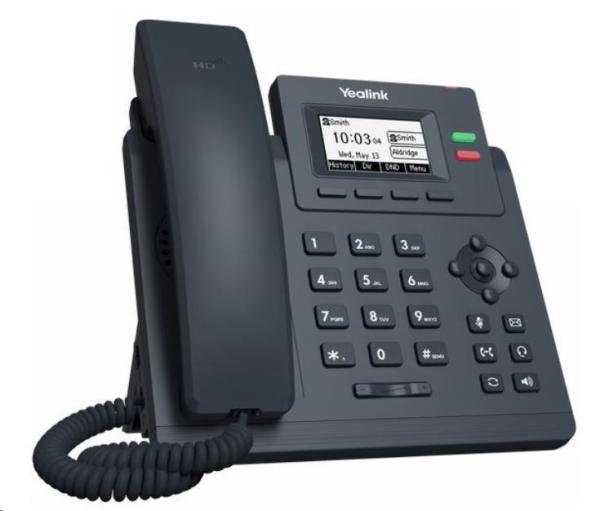 IP telefón Yealink SIP-T31P,  2, 3" grafika 132x64,  2x RJ45 10/ 100,  PoE,  2x SIP,  s adaptérom0