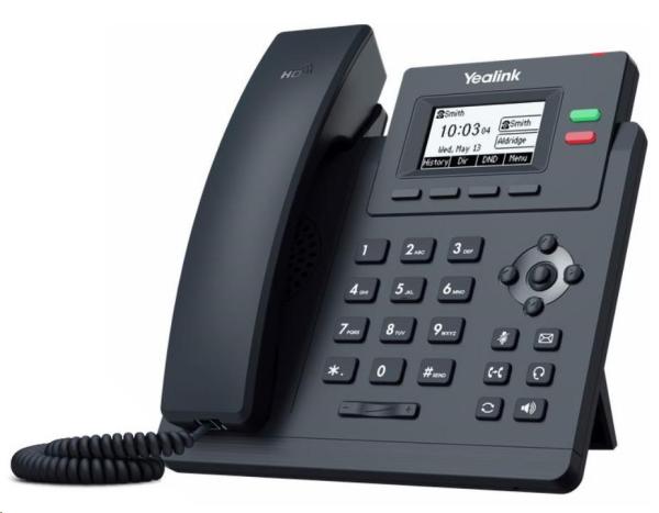IP telefón Yealink SIP-T31P,  2, 3" grafika 132x64,  2x RJ45 10/ 100,  PoE,  2x SIP,  s adaptérom2