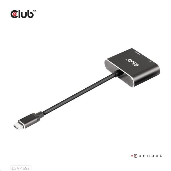 Club3D hub MST (Multi Stream Transport) USB3.2 Gen2 Type-C (DP Alt-Mode) na DisplayPort + HDMI 4K60Hz (M/ F)2
