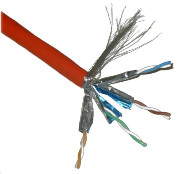 FTP TWIN kabel PlanetElite,  Cat6A,  drát,  4pár LS0H,  Dca,  oranžový,  500m,  cívka2
