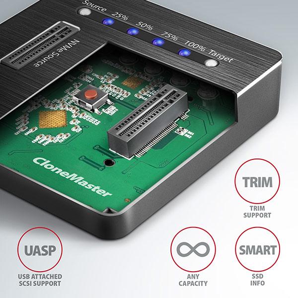 AXAGON ADSA-M2C,  USB-C 3.2 Gen 2 - 2x M.2 dokovacie stanice NVMe SSD CLONE MASTER5