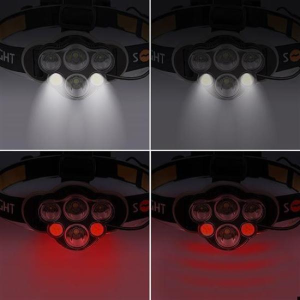 Solight LED čelová nabíjecí svítilna,  550lm,  Li-Ion,  USB5