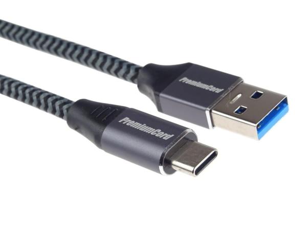PREMIUMCORD USB-C na USB 3.0 A (USB 3.1 generácia 1,  3A,  5Gbit/ s) 1m opletenie3