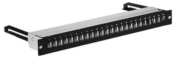19" modulární stíněný patch panel LEXI-Net 24port,  černý,  výsuvný1