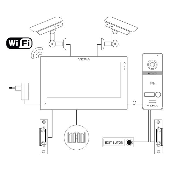 Veria SET Videotelefon  3001-W (Wi-Fi) bílý + vstupní stanice  3012