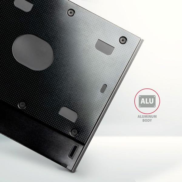 Rám AXAGON RSS-CD09 pre 2.5" SSD/ HDD na DVD,  9.5 mm,  LED,  hliník5