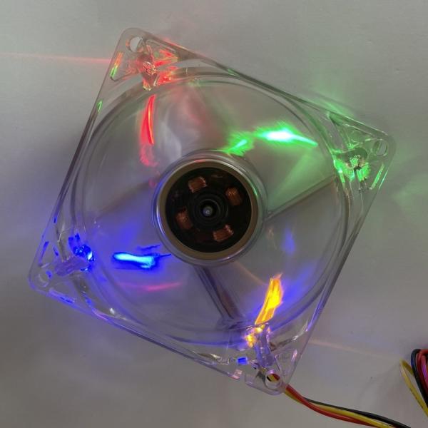 EUROCASE ventilátor 80mm,  12V/ 0, 15A,  prosvětlený RGB (3-pin)1