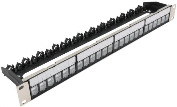 19" modulární stíněný patch panel XtendLan 24port,  4x demontovatelný modul,  černý