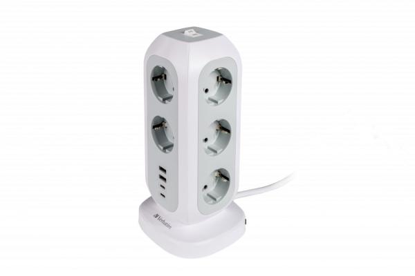 VERBATIM EU Power Tower EUPT-01 Nabíjecí stanice , 11x 230V,  2x USB-C,  2x USB-A